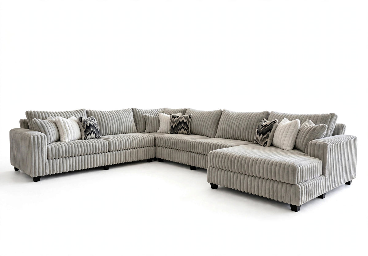 Stone Plush 4-Piece Oversized Corduroy Sectional