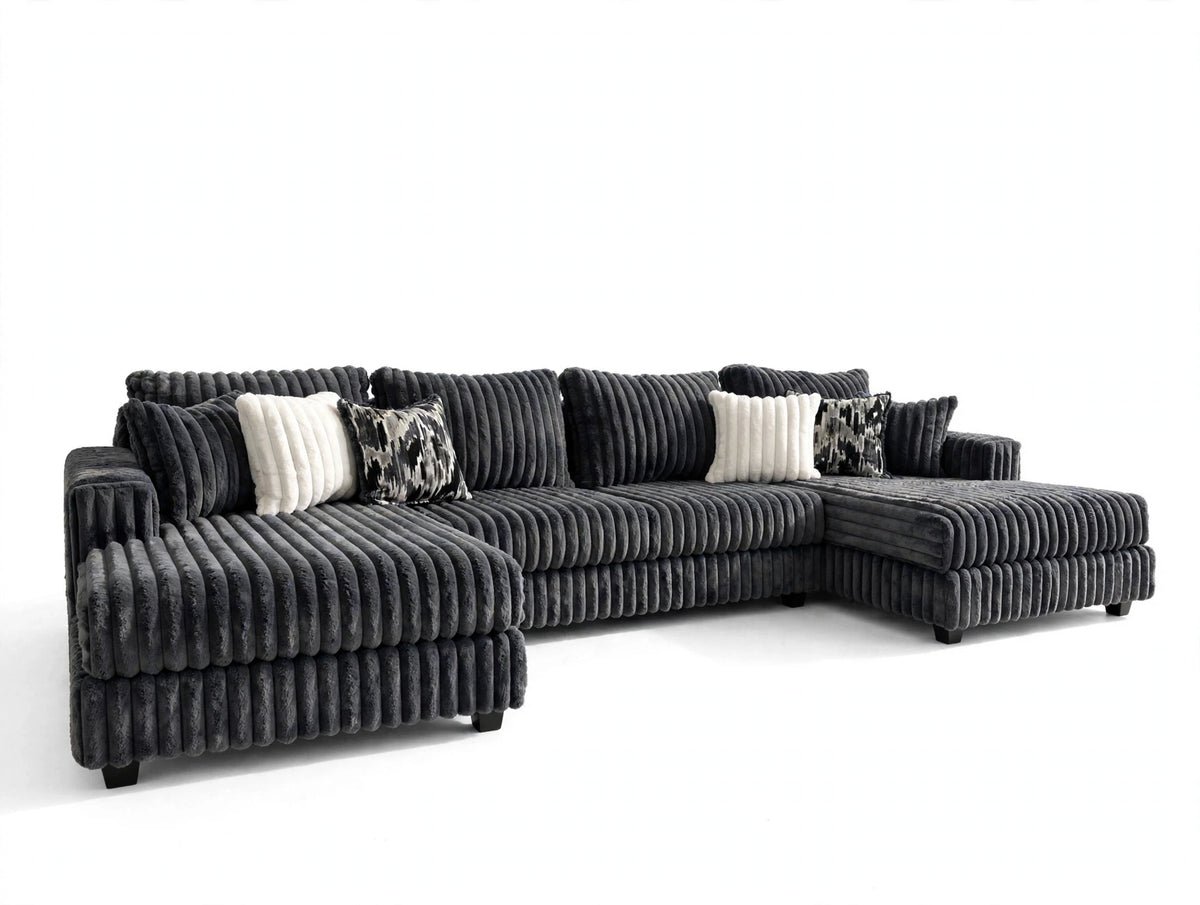 Charcoal Crest Corduroy Sectional