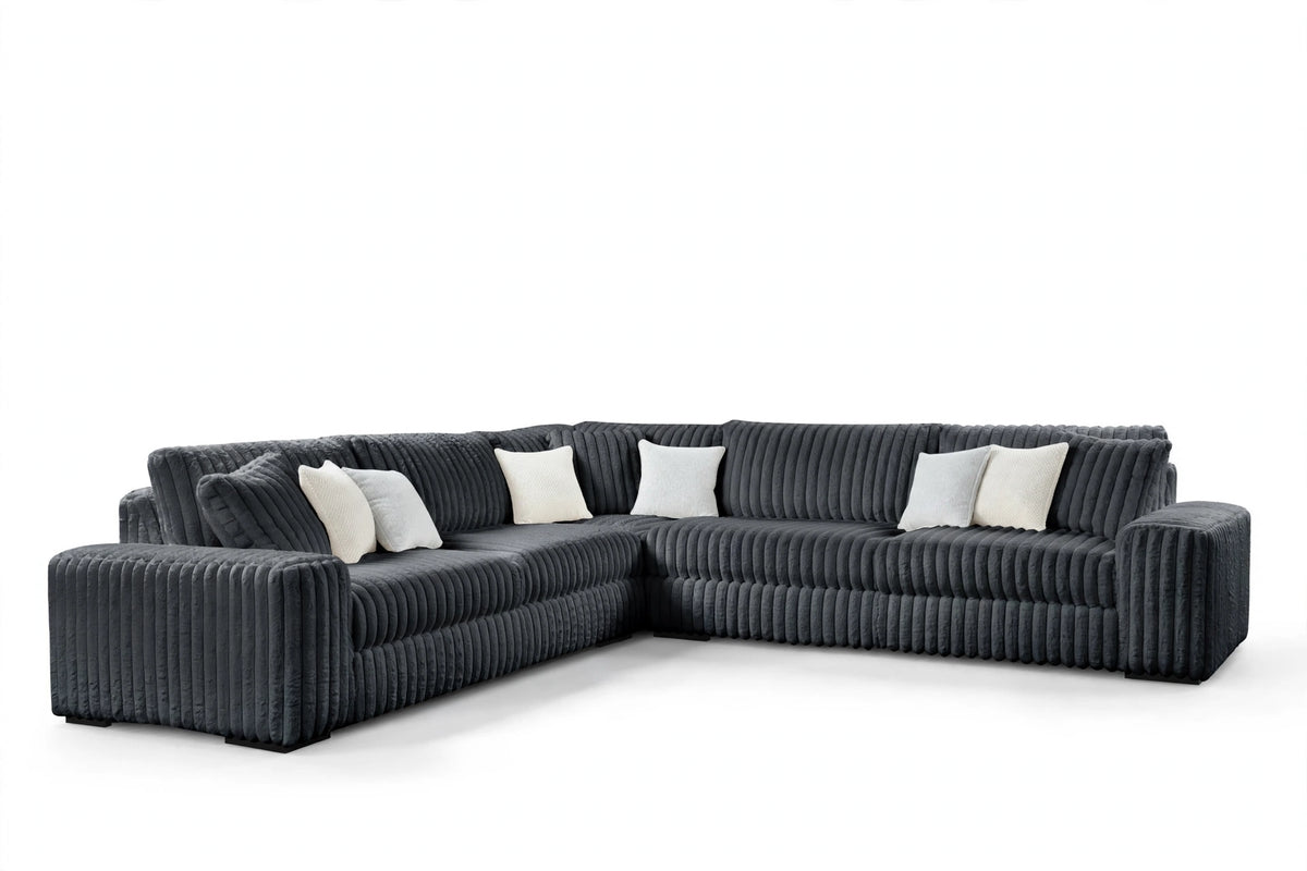 Charcoal Marsh Oversized Corduroy Sectional