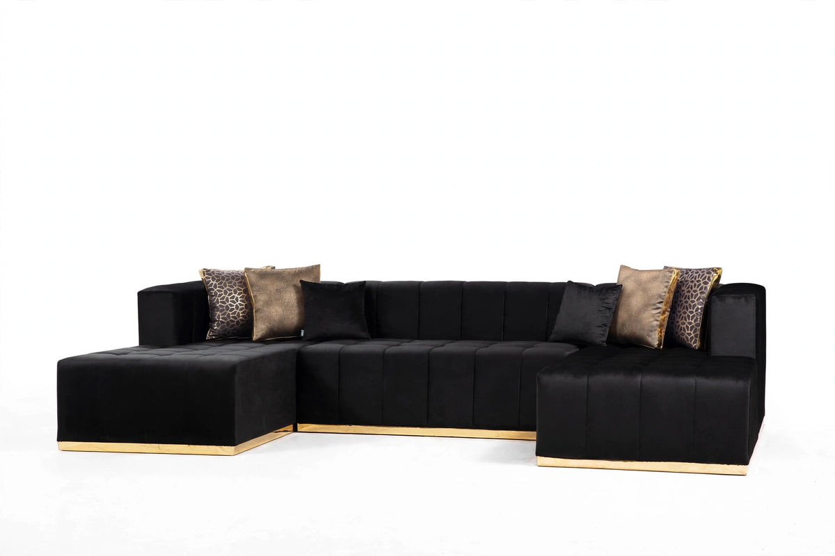 Prestige Jet Velvet Double Chaise Sectional