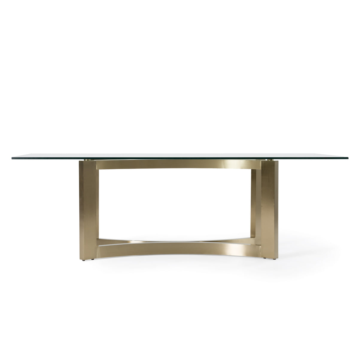 Mingus - Modern Glass + Brushed Brass Rectangualr Dining Table
