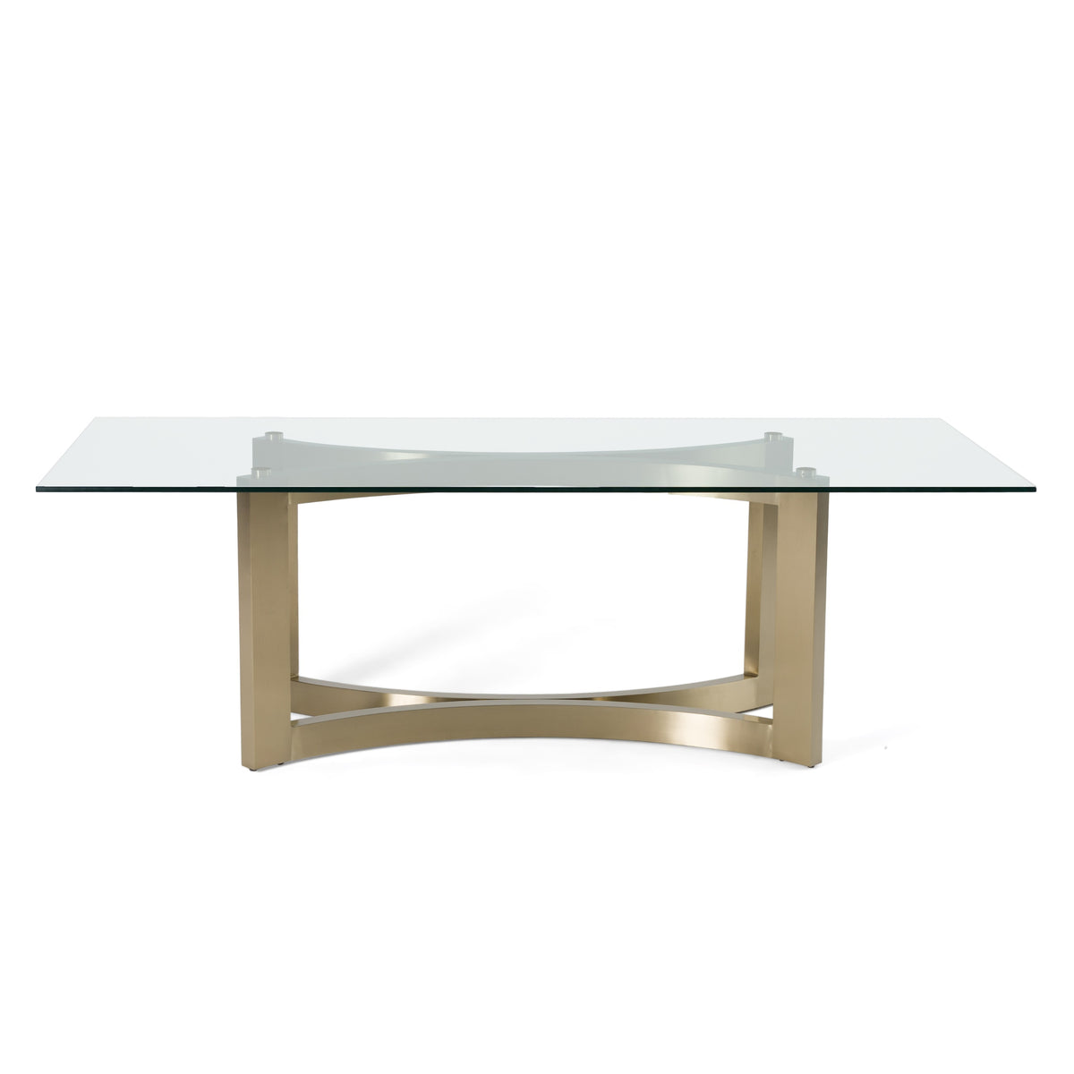 Mingus - Modern Glass + Brushed Brass Rectangualr Dining Table