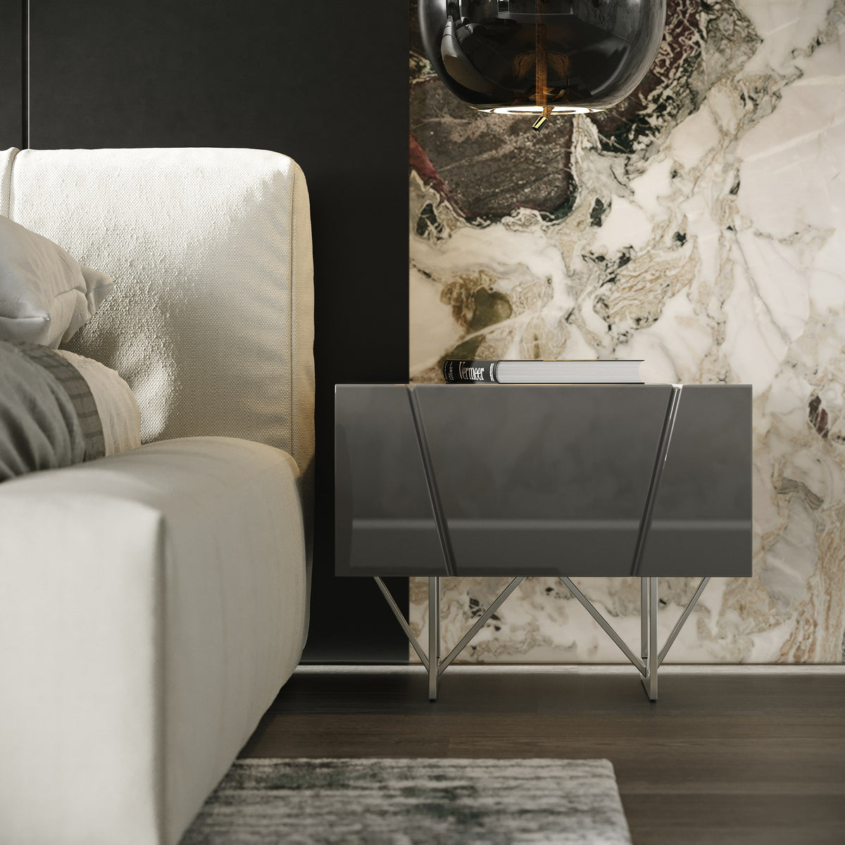 Chrysler Modern Grey Nightstand