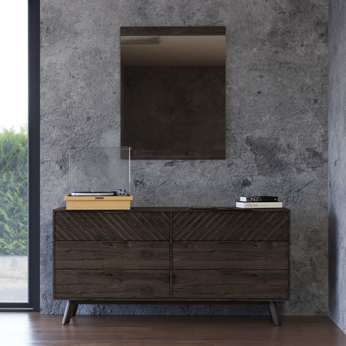 Daisy Mid-Century Dark Acacia Mirror