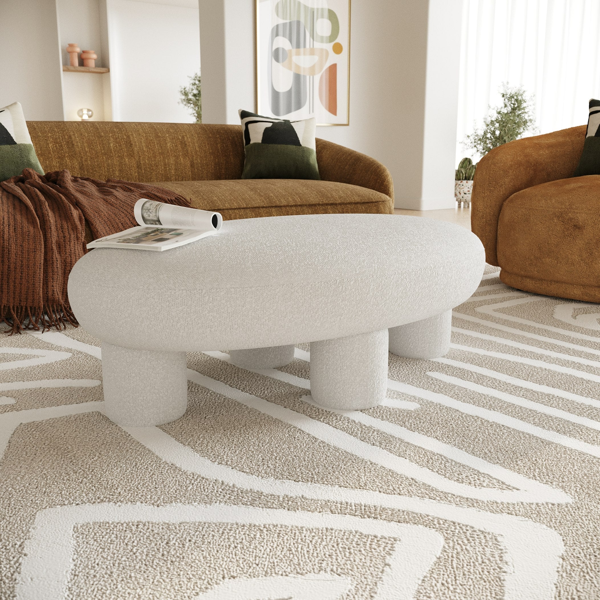 Modrest Gaynes - Modern Off-White Fabric Bench
