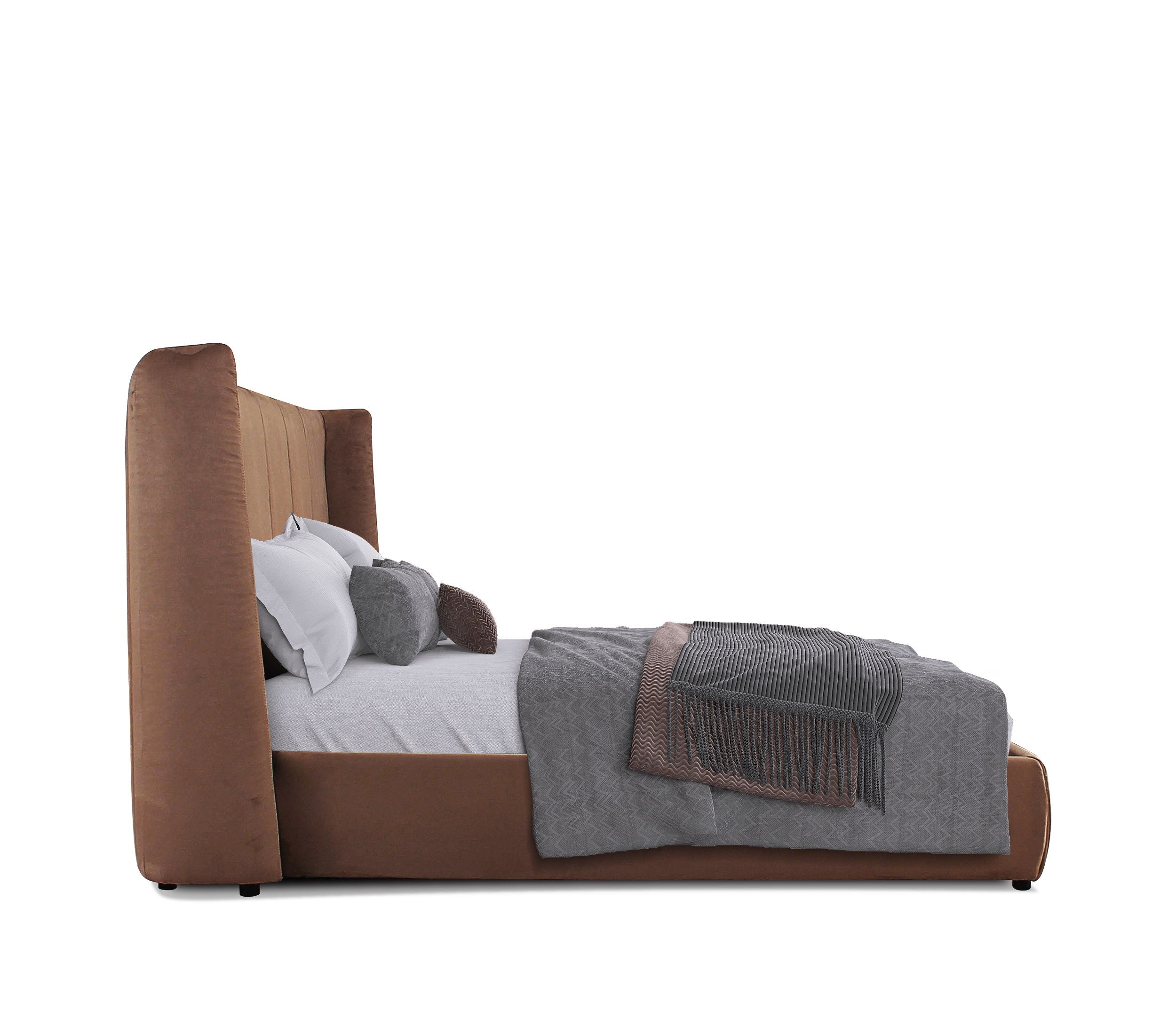 Modrest Emilia - Modern Burnt Orange Velvet Bed