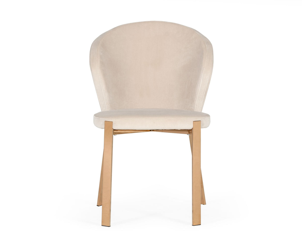 Nadia - Modern Beige Velvet & Rosegold Dining Chair (Set of 2)