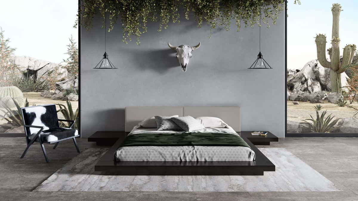 Tokyo - Eastern King Contemporary Black and Grey Platform Bed