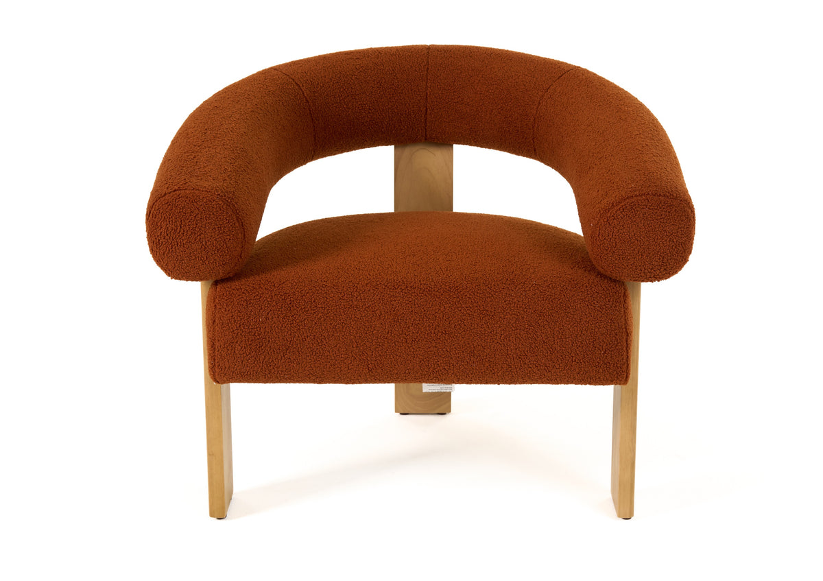 Nocona - Modern Rust Fabric + Wood Accent Chair