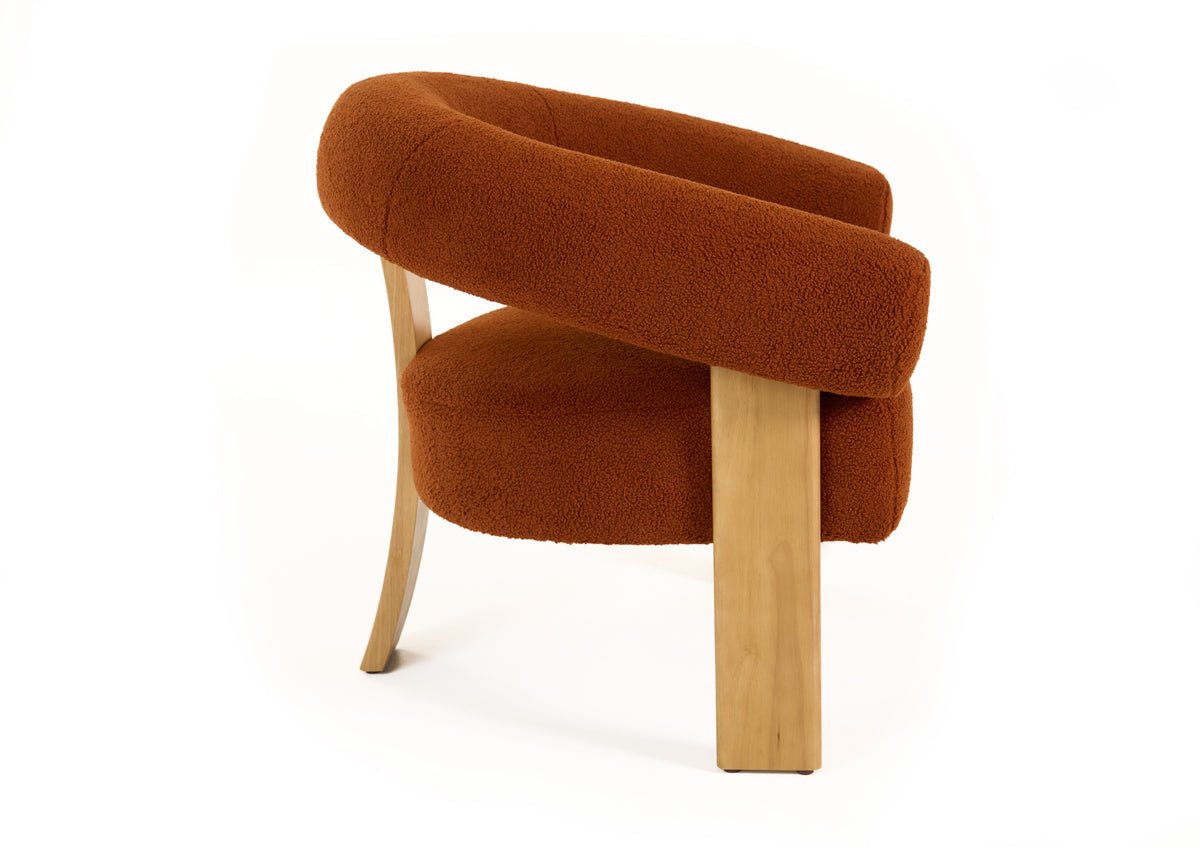 Nocona - Modern Rust Fabric + Wood Accent Chair