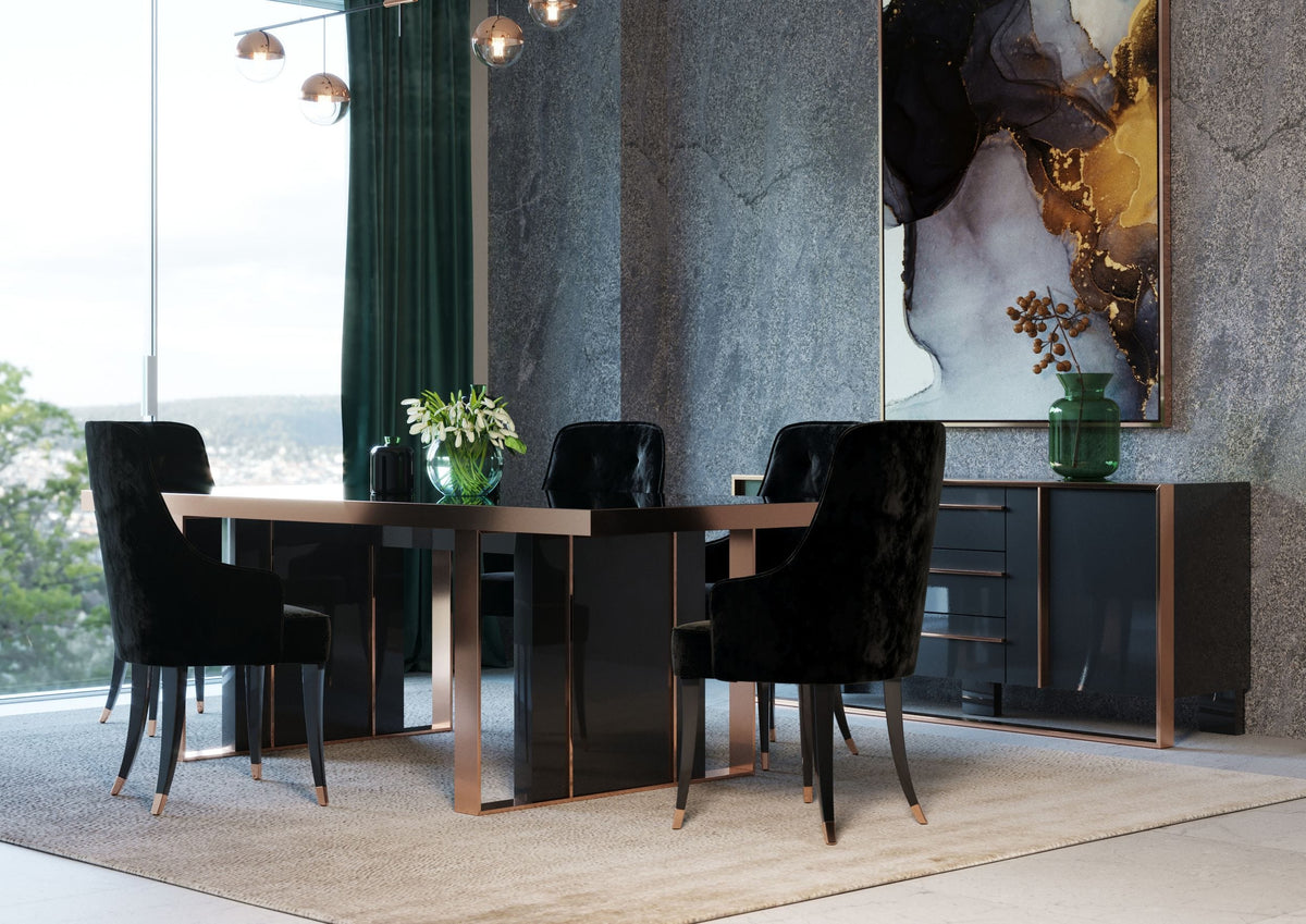 Cartier Modern Black & Rosegold Dining Table