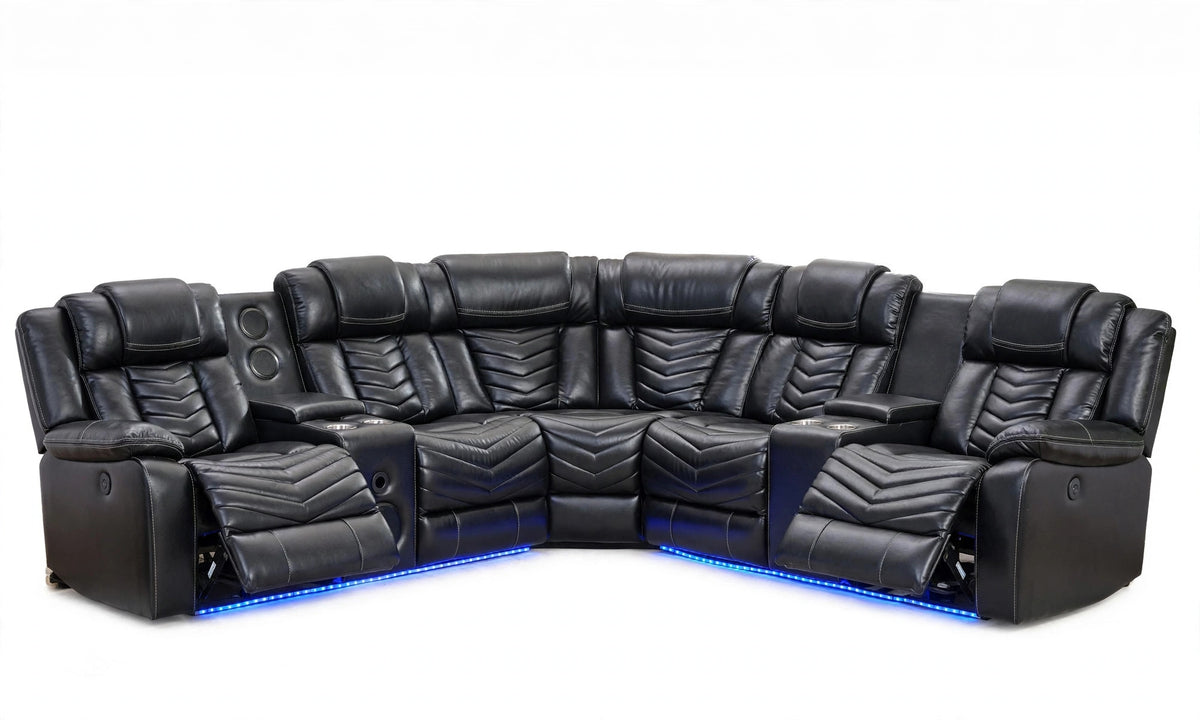 Obsidian Black Reclining Sectional