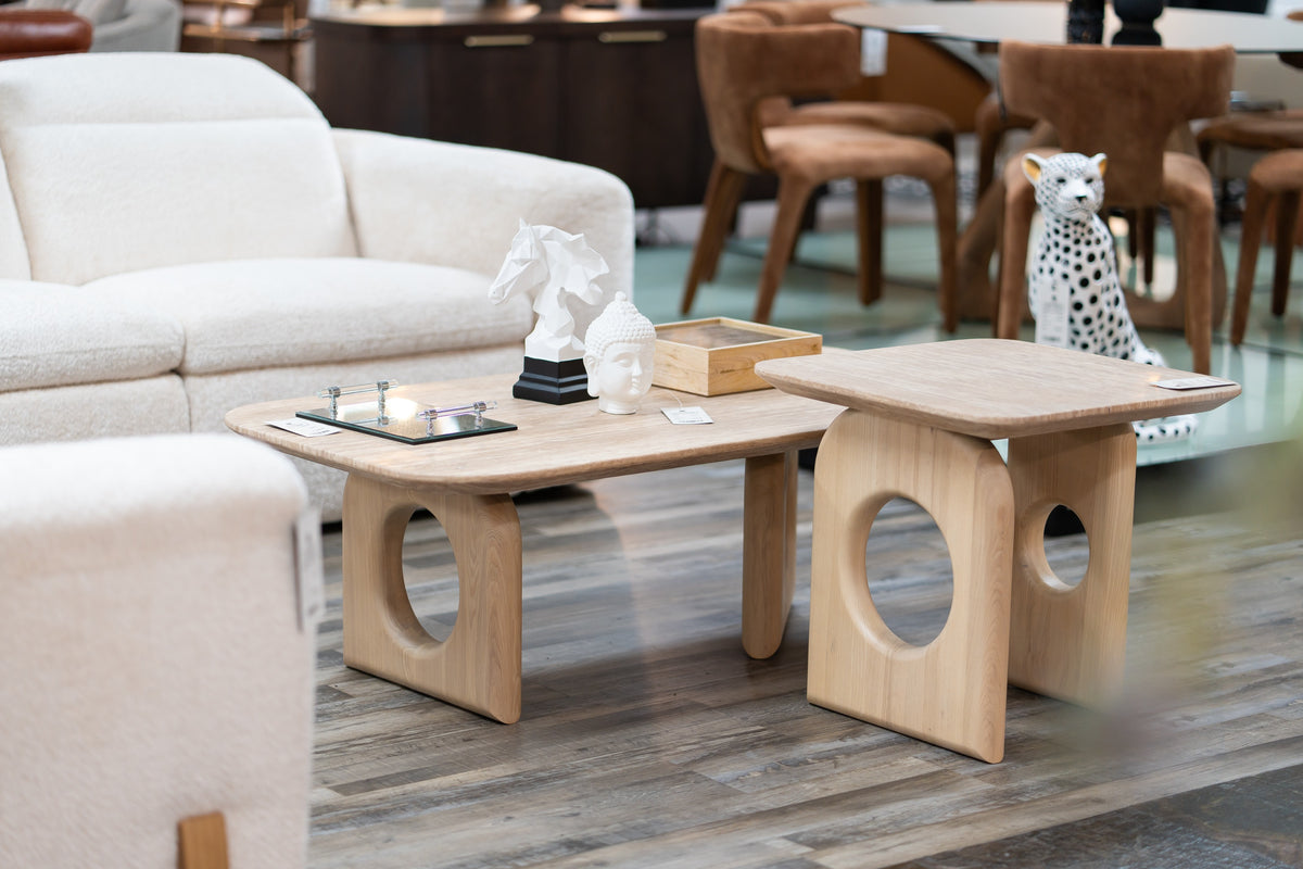 Osaka - Modern Faux Marble + Natural Ash End Table