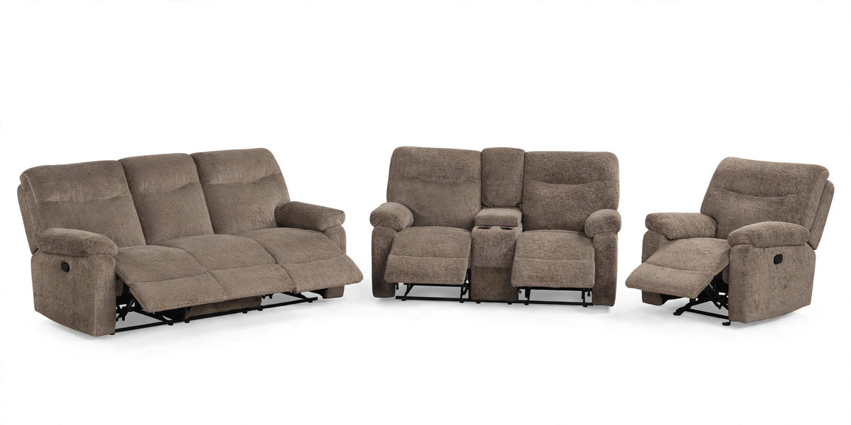 Cognac Regent Reclining Sofa, Loveseat & Chair Set - full 3-piece set studio shot