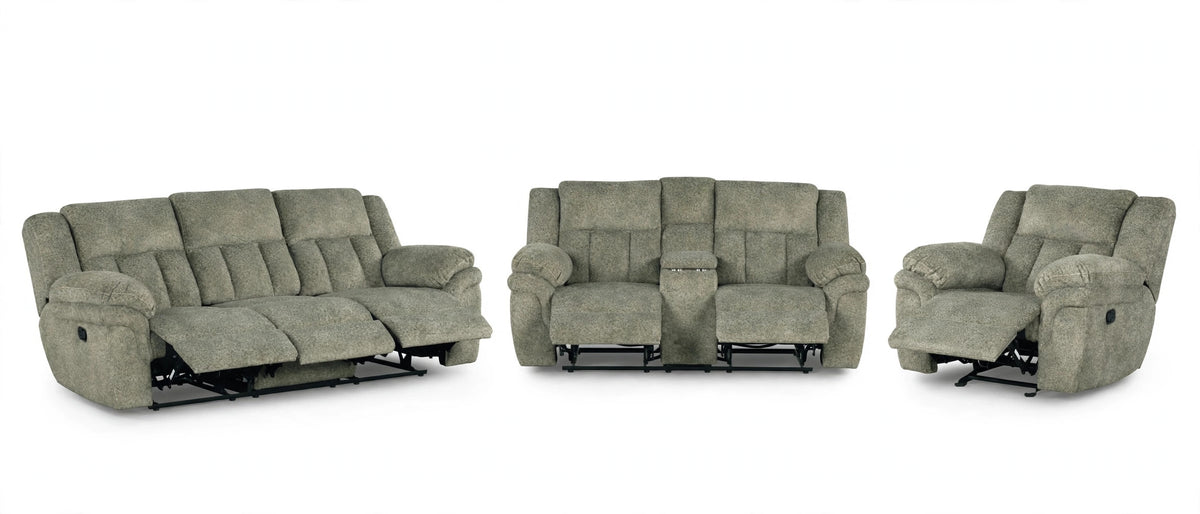 Sage Wexford Reclining Sofa, Loveseat & Chair Set - full 3-piece set studio shot