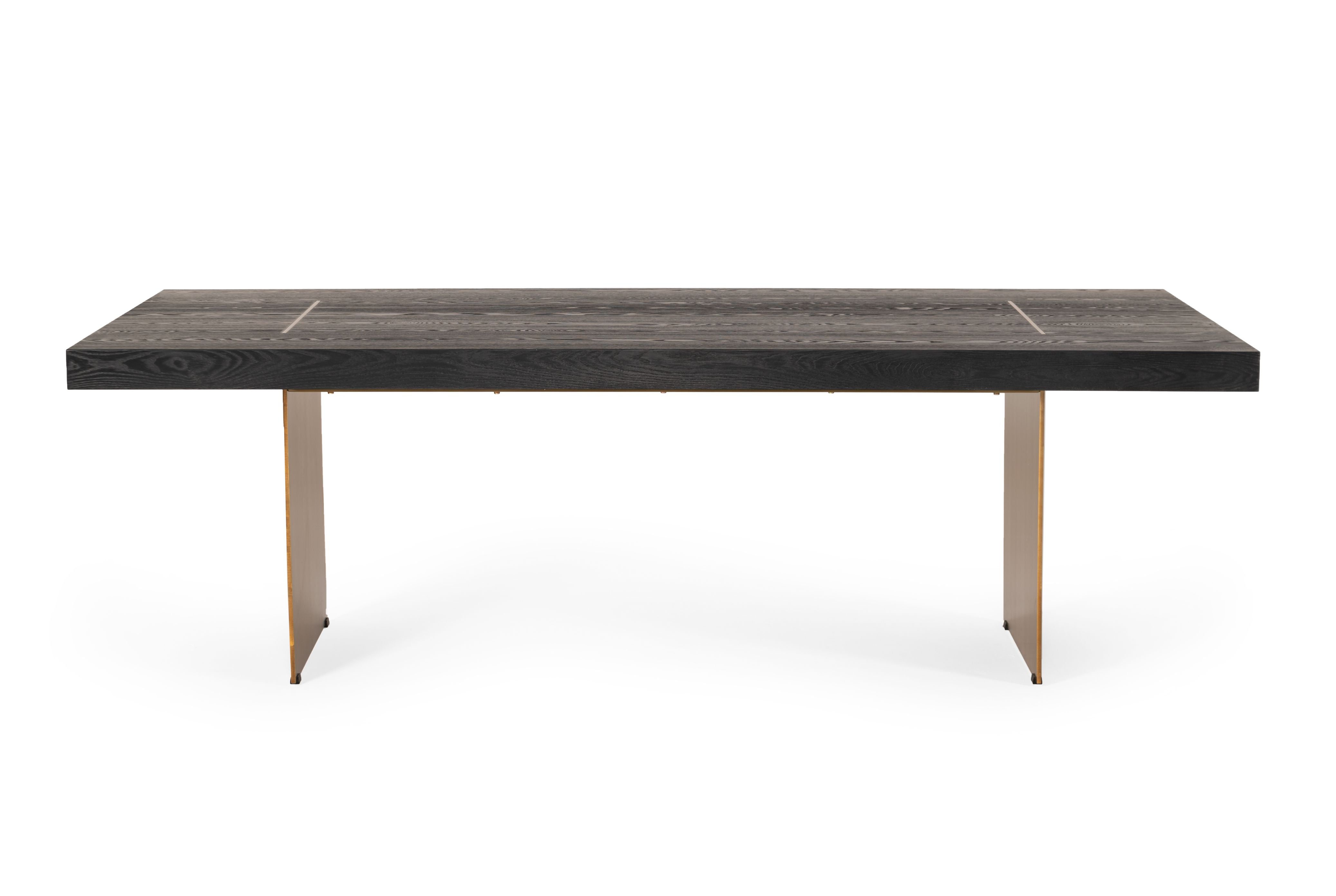 Modrest Perret - Large Glam Black Ash + Brushed Brass Dining Table