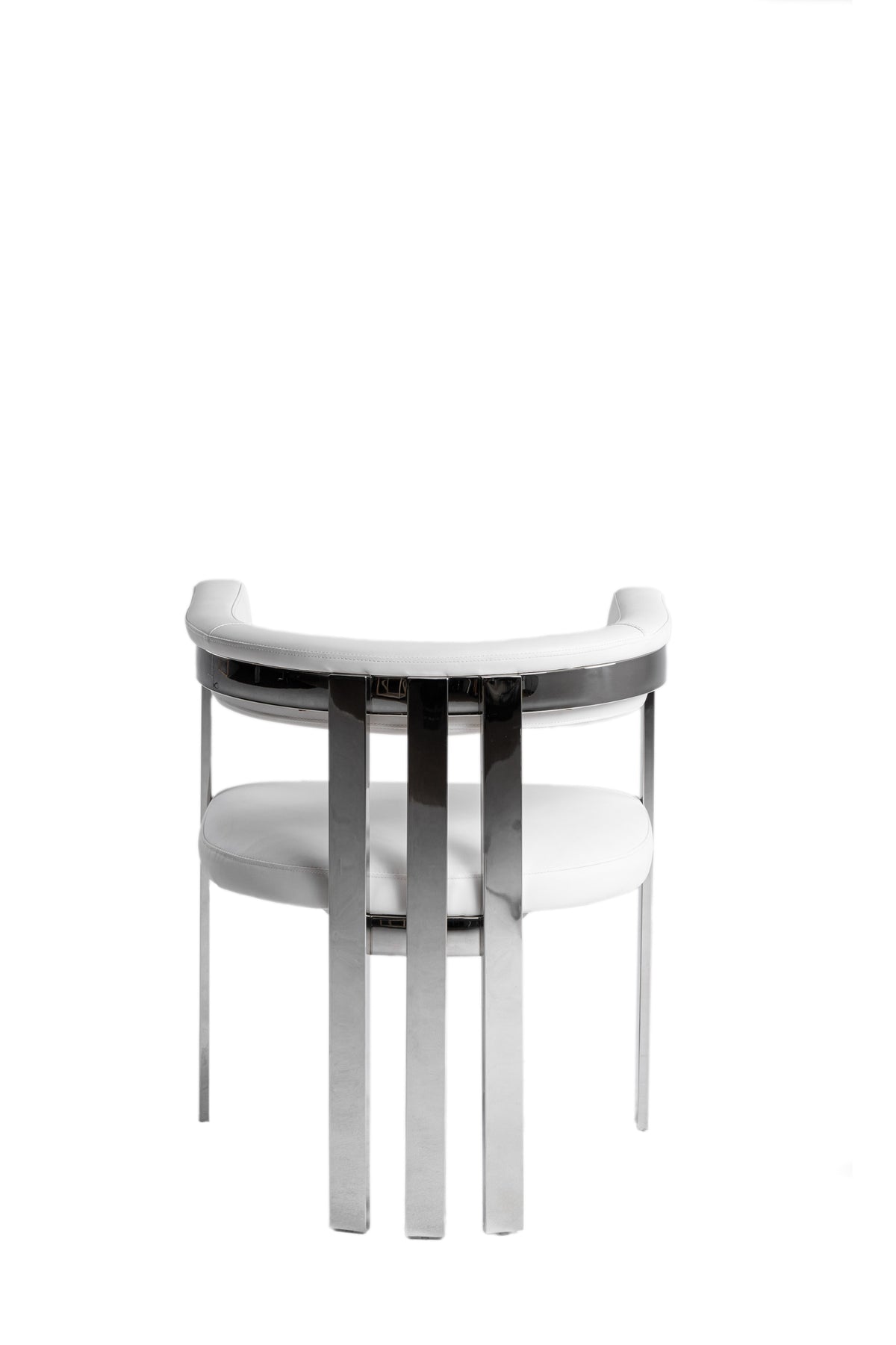 Pontiac - Modern White Vegan Leather + Stainless Steel Dining Chair
