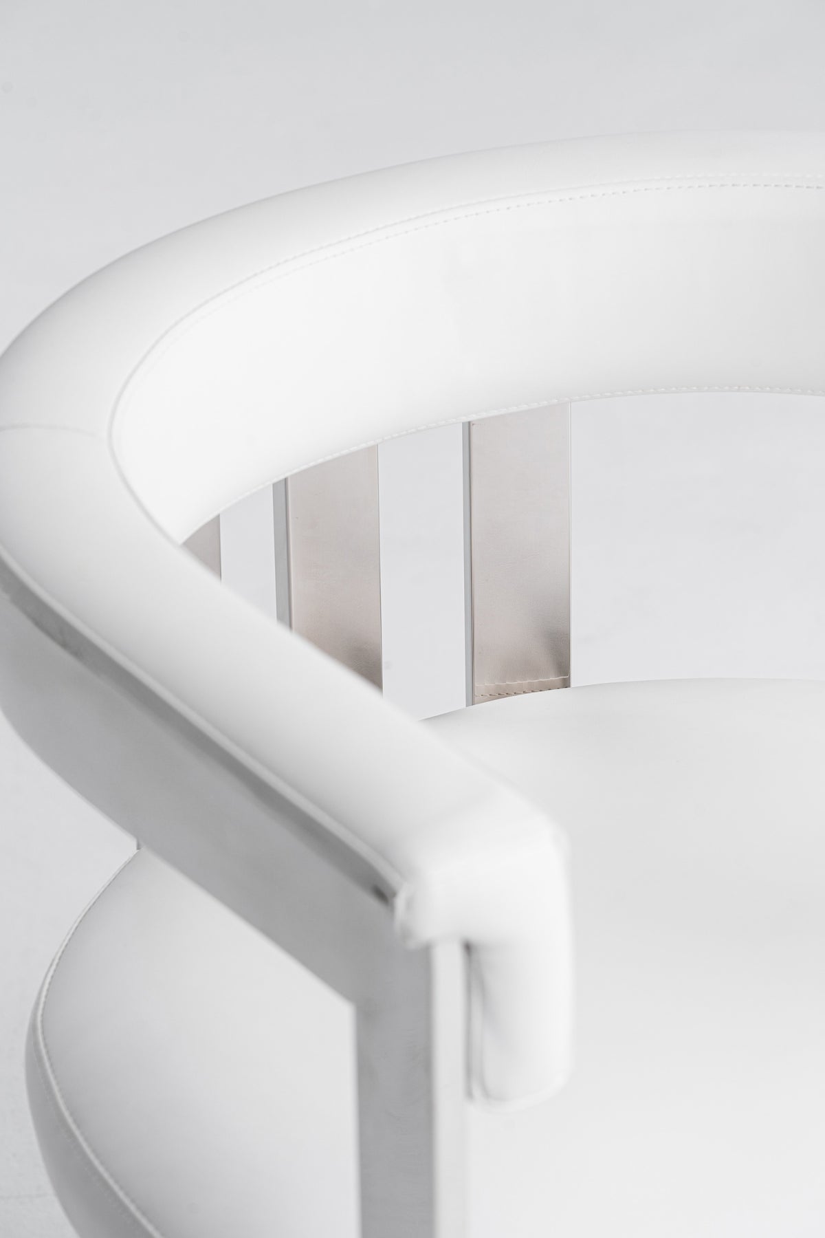 Pontiac - Modern White Vegan Leather + Stainless Steel Dining Chair