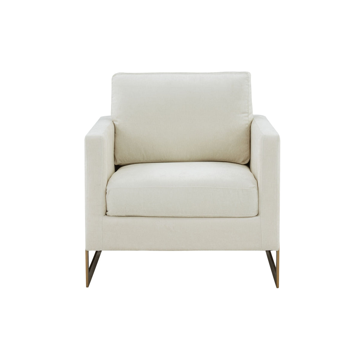 Prince - Contemporary Cream Fabric + Gold Accent Chair