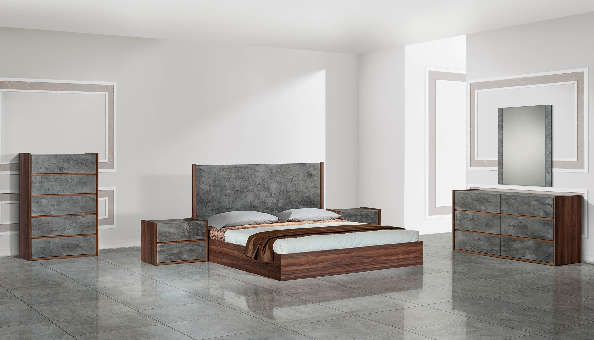 Nova Domus Rado Modern Walnut & Stucco Nightstand