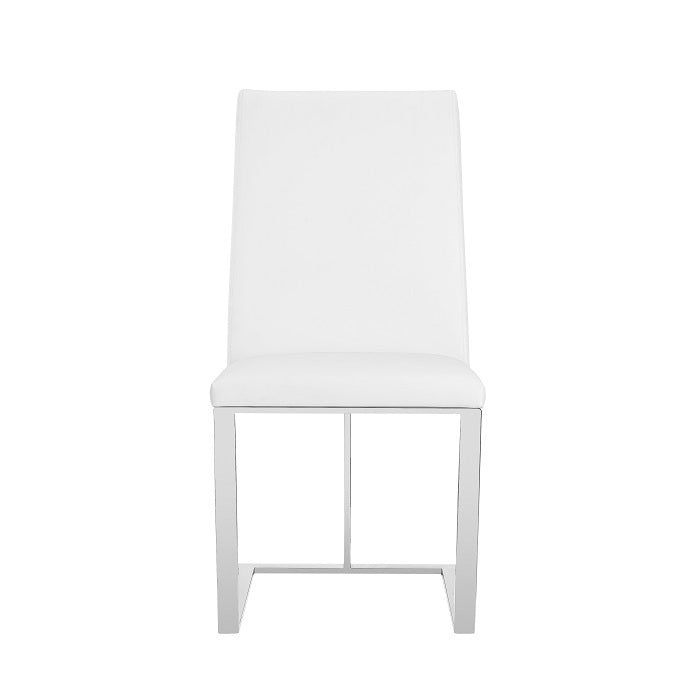Frankie - Modern White & Brushed Stainless Steel Dining Chair