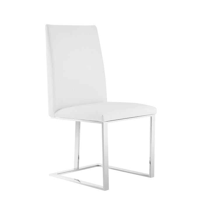 Frankie - Modern White & Brushed Stainless Steel Dining Chair