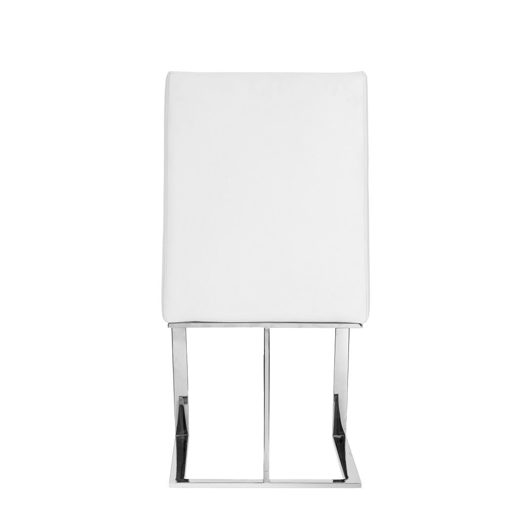 Frankie - Modern White & Brushed Stainless Steel Dining Chair