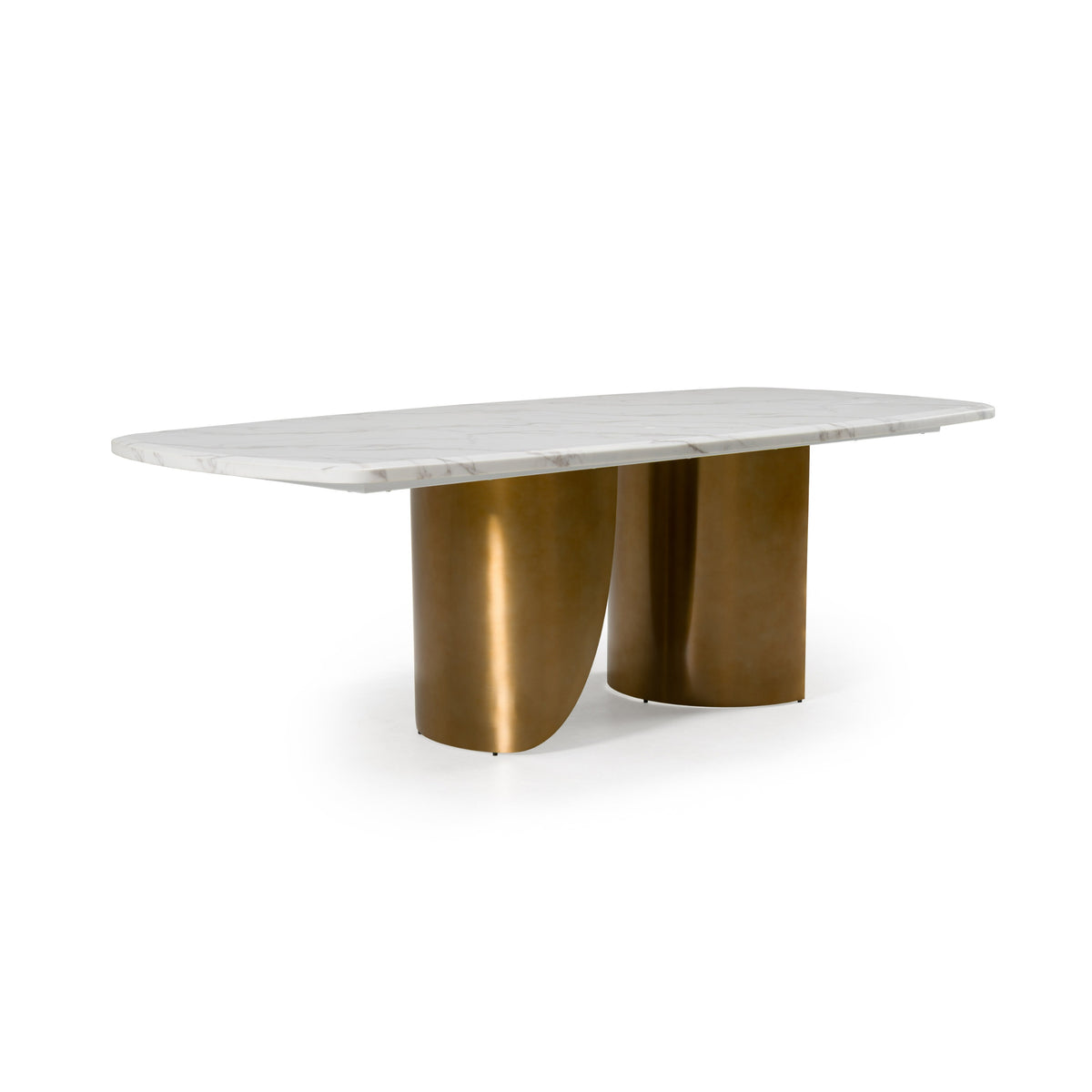 Reynold - Glam Faux Marble + Gold Stainless Steel 94-Inch Dining Table