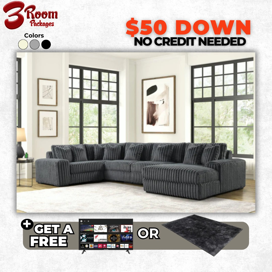 SEASONS2 5PC Oversized Sectional β Free TV or Area Rug