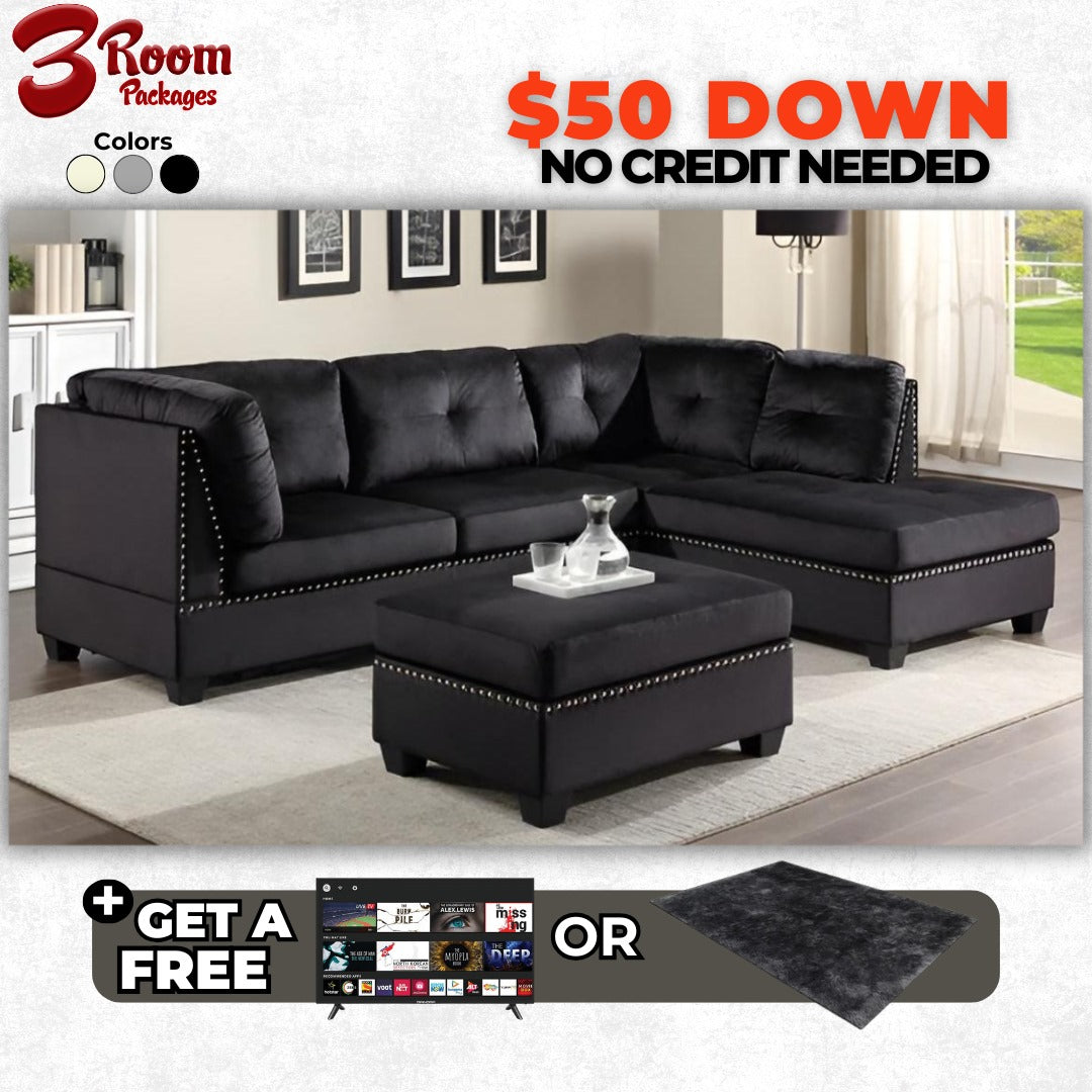 Sienna 2-Piece Sectional – Includes Free TV or Area Rug