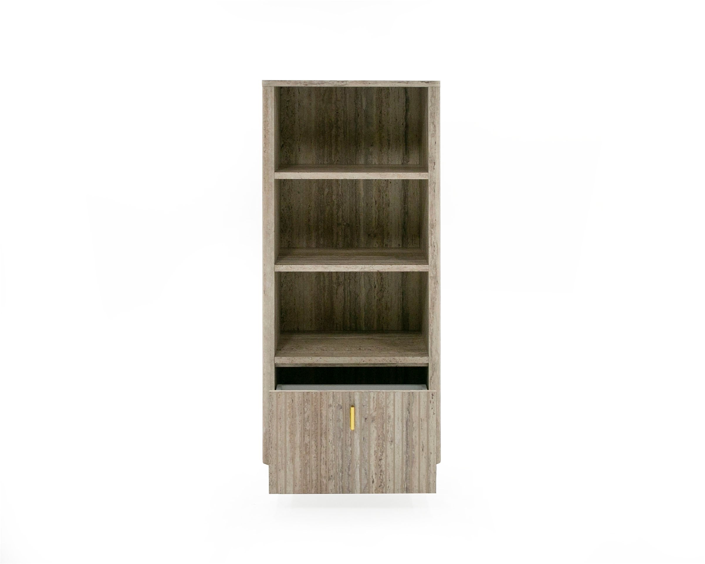 Nova Domus Roma - Modern Faux Travertine + Gold Bookcase
