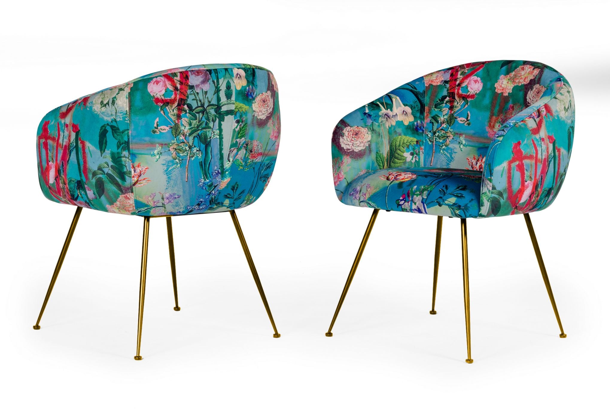 Modrest Roxann - Contemporary Floral Velvet Gold Dining Chair