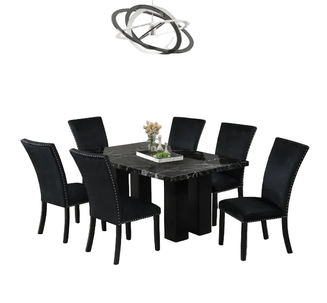 1220 Onyx - (FAUX MARBLE) Dining Table + 6 Chair Set