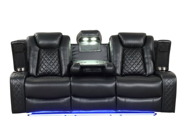 Noir Luxe Reclining Sofa, Loveseat & Chair Set - studio shot