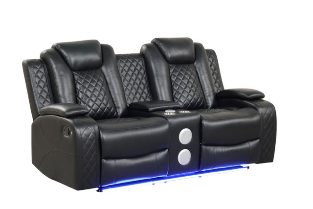 Noir Luxe Reclining Sofa, Loveseat & Chair Set - manufacturer photo