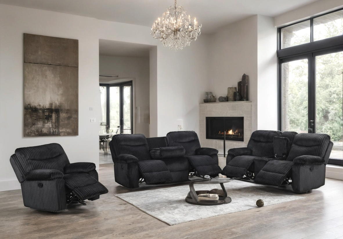 Bravo Black 3-Piece Reclining Living Room Set