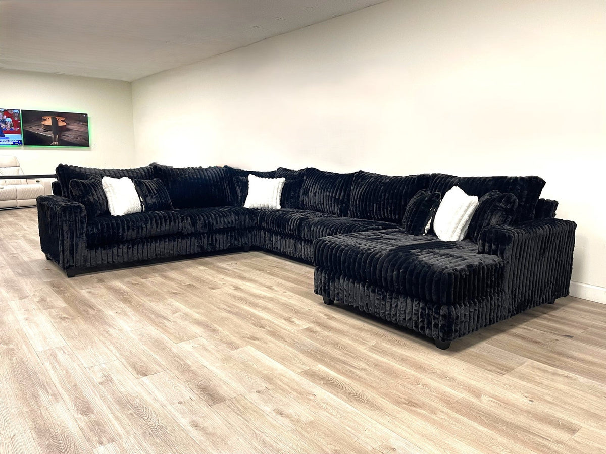 Onyx Plush 4-Piece Oversized Corduroy Sectional