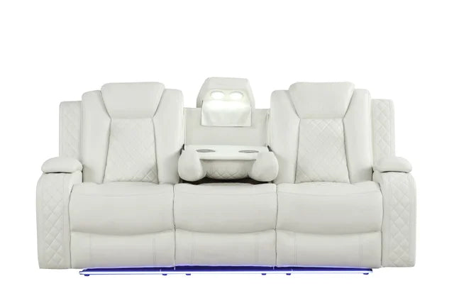 Ivory Luxe Reclining Sofa, Loveseat & Chair Set - studio shot