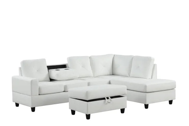 Rocket White PU Reversible Sectional
