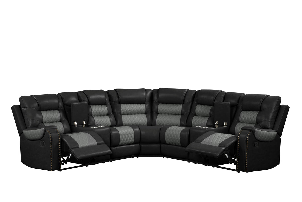 Jordon Black/Gray Reclining Sectional