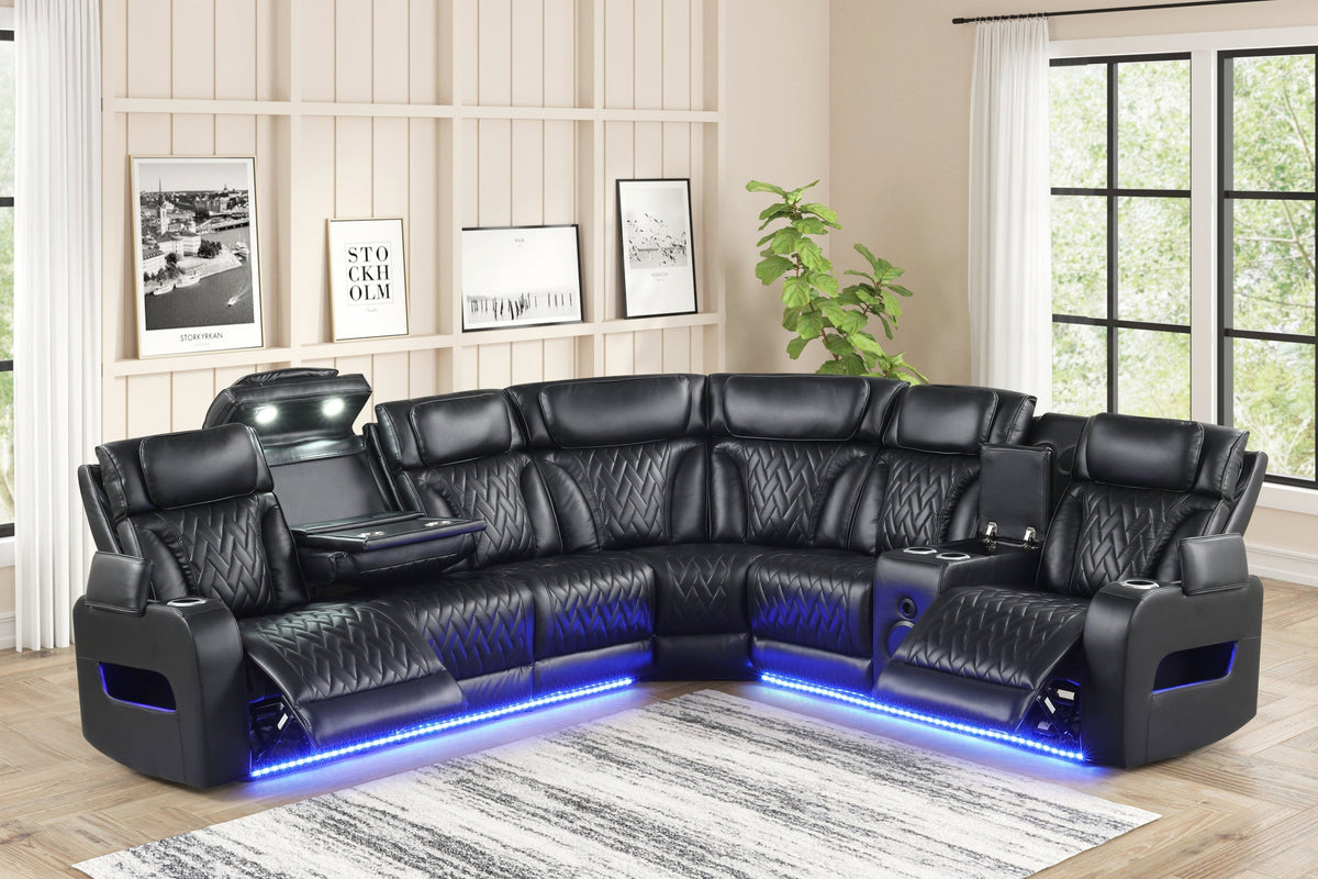 Barcelona Black Power Reclining Sectional