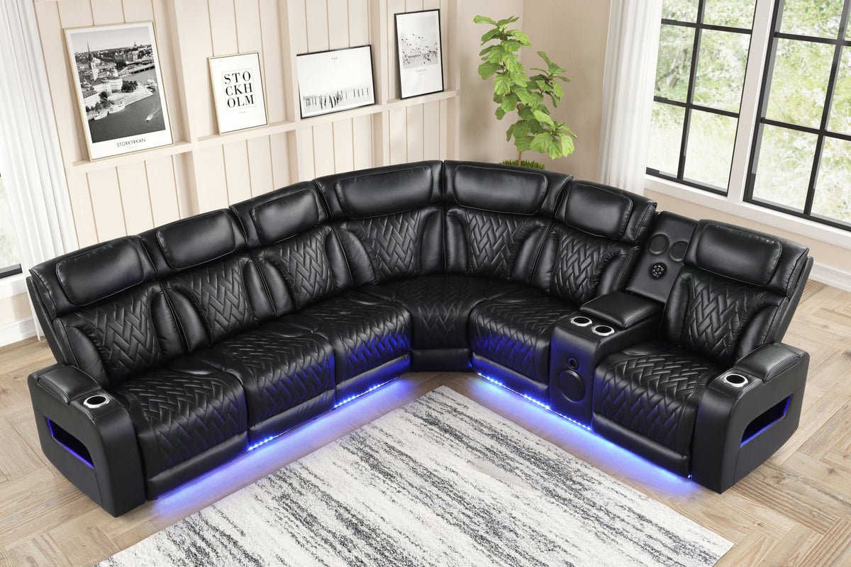 Barcelona Black Power Reclining Sectional