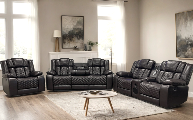 Onyx Sterling Reclining Sofa, Loveseat & Chair Set - manufacturer photo