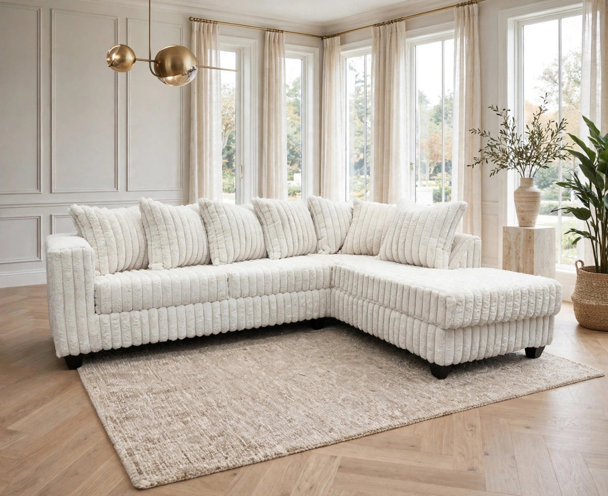 Ivory Line Corduroy Sectional