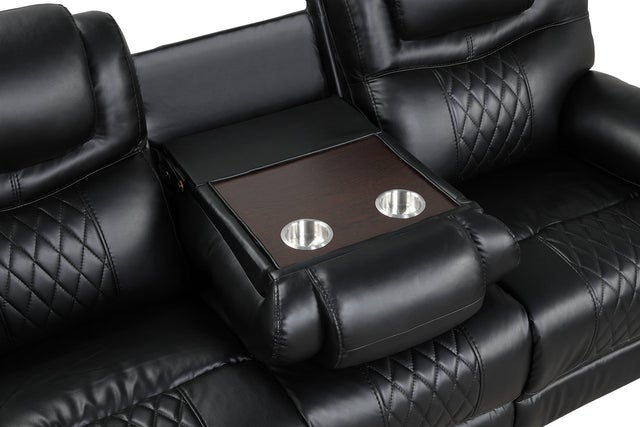 Noir Meridian Oversized Reclining Sofa, Loveseat & Chair Set - manufacturer photo