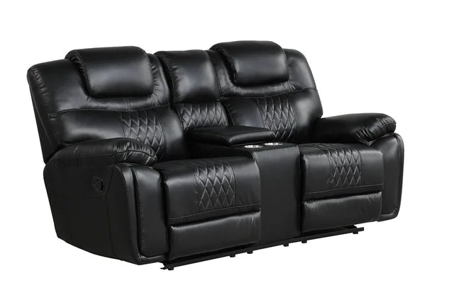 Noir Meridian Oversized Reclining Sofa, Loveseat & Chair Set - studio shot