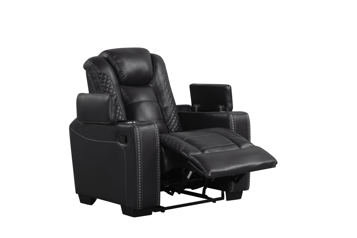 Stefano Black 3-Piece Reclining Living Room Set