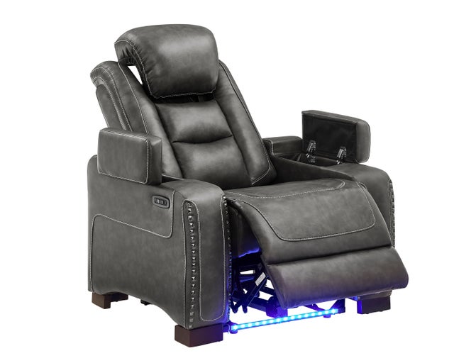 Charcoal Electra Power Reclining Sofa, Loveseat & Chair Set - studio shot