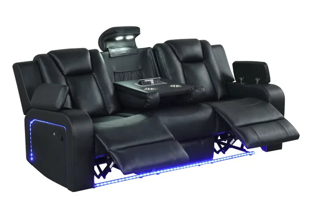 Noir Atlas Elite Reclining Sofa, Loveseat & Chair Set - manufacturer photo