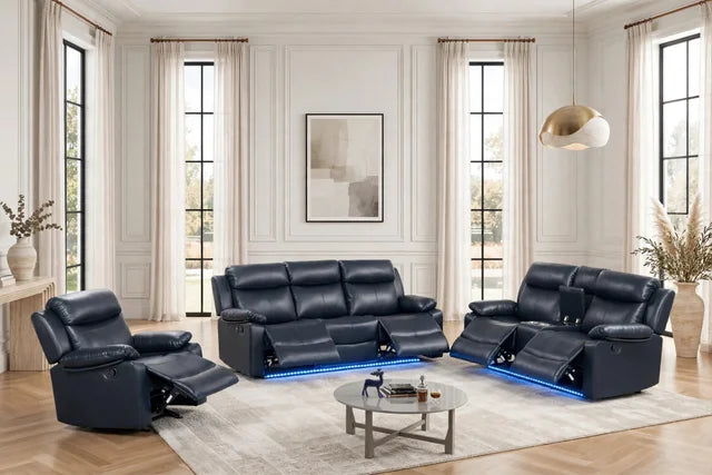 Noir Camden Reclining Sofa, Loveseat & Chair Set - manufacturer photo